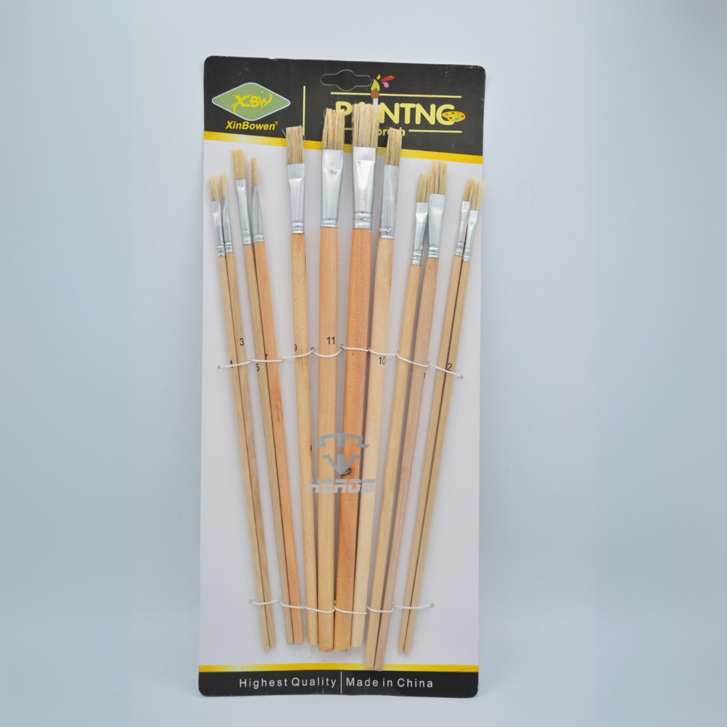 SET PINCELES MADERA X 12 PCS PLANO O REDONDO