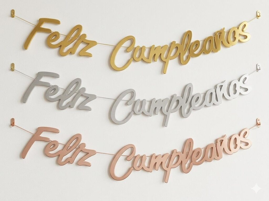 FESTON FELIZ CUMPLEAÑOS METALIZADO CURSIVO